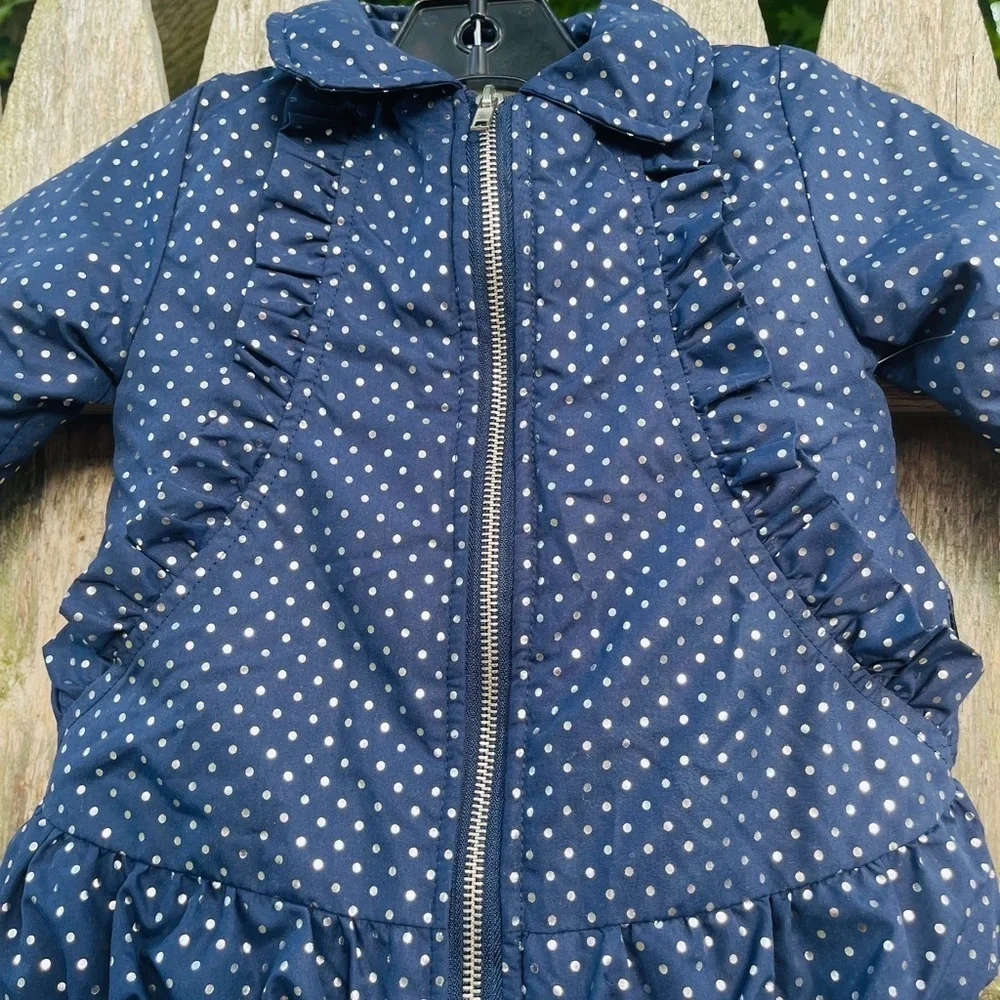 Penelope Mack girls navy blue polka dot jacket